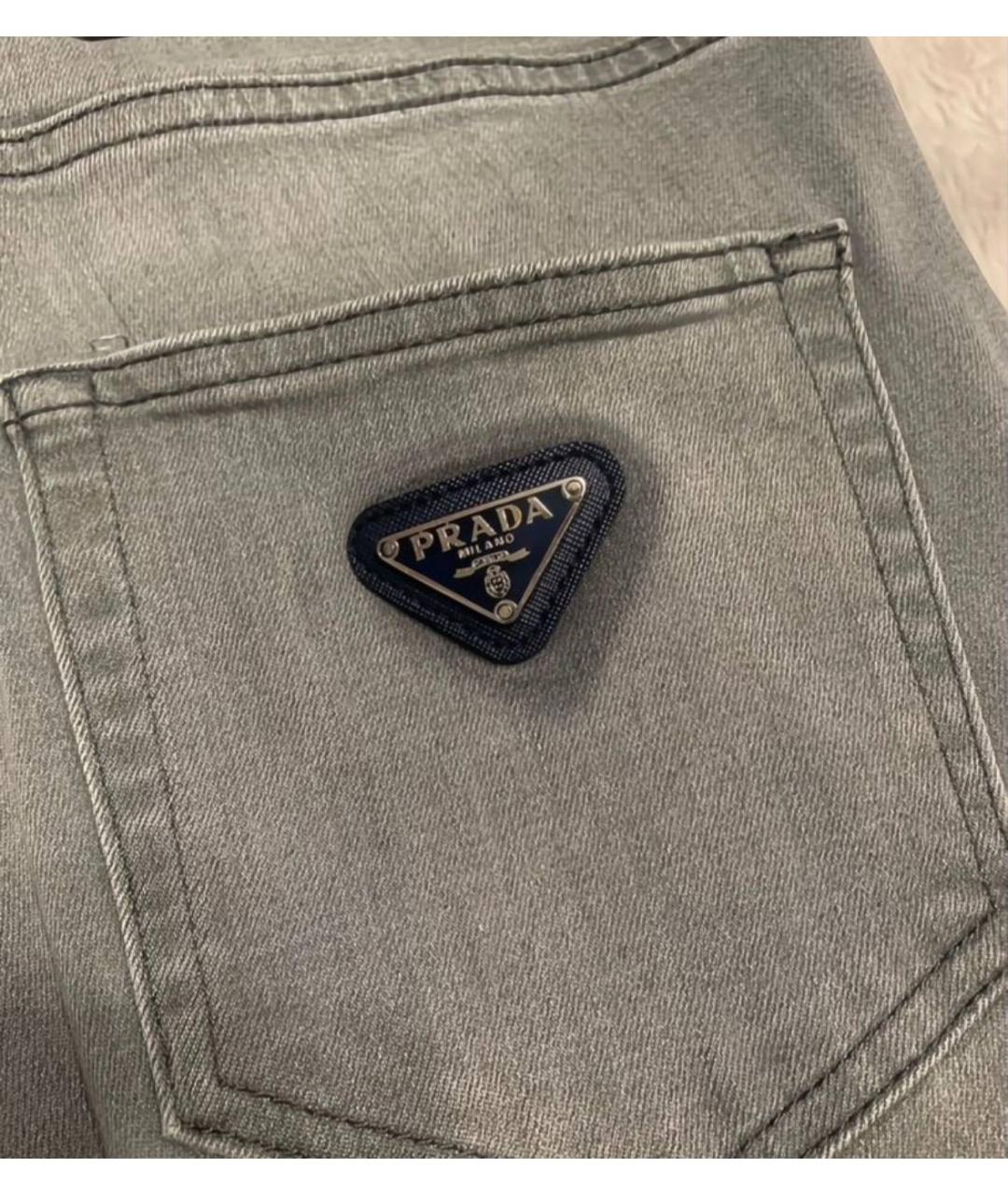 PRADA Серые хлопковые прямые джинсы, фото 2