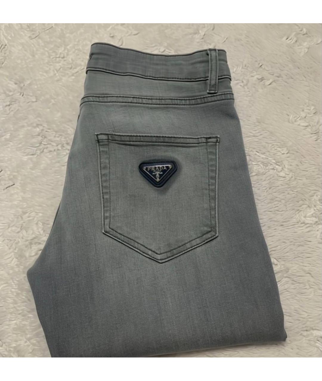 PRADA Серые хлопковые прямые джинсы, фото 4