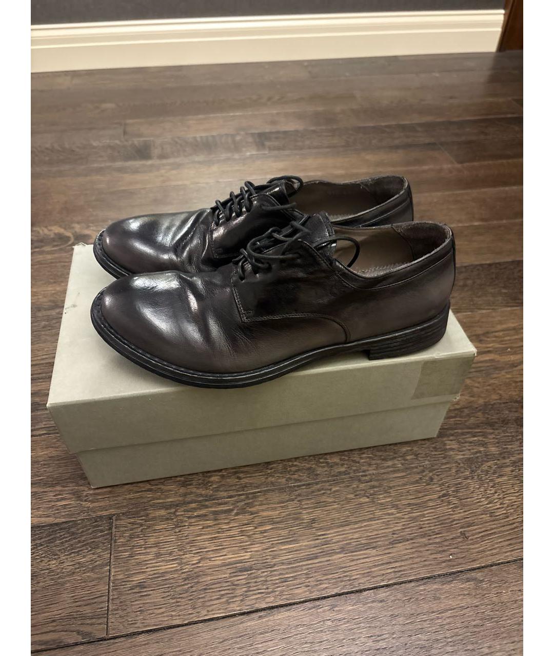 OFFICINE CREATIVE Антрацитовые кожаные низкие ботинки, фото 9