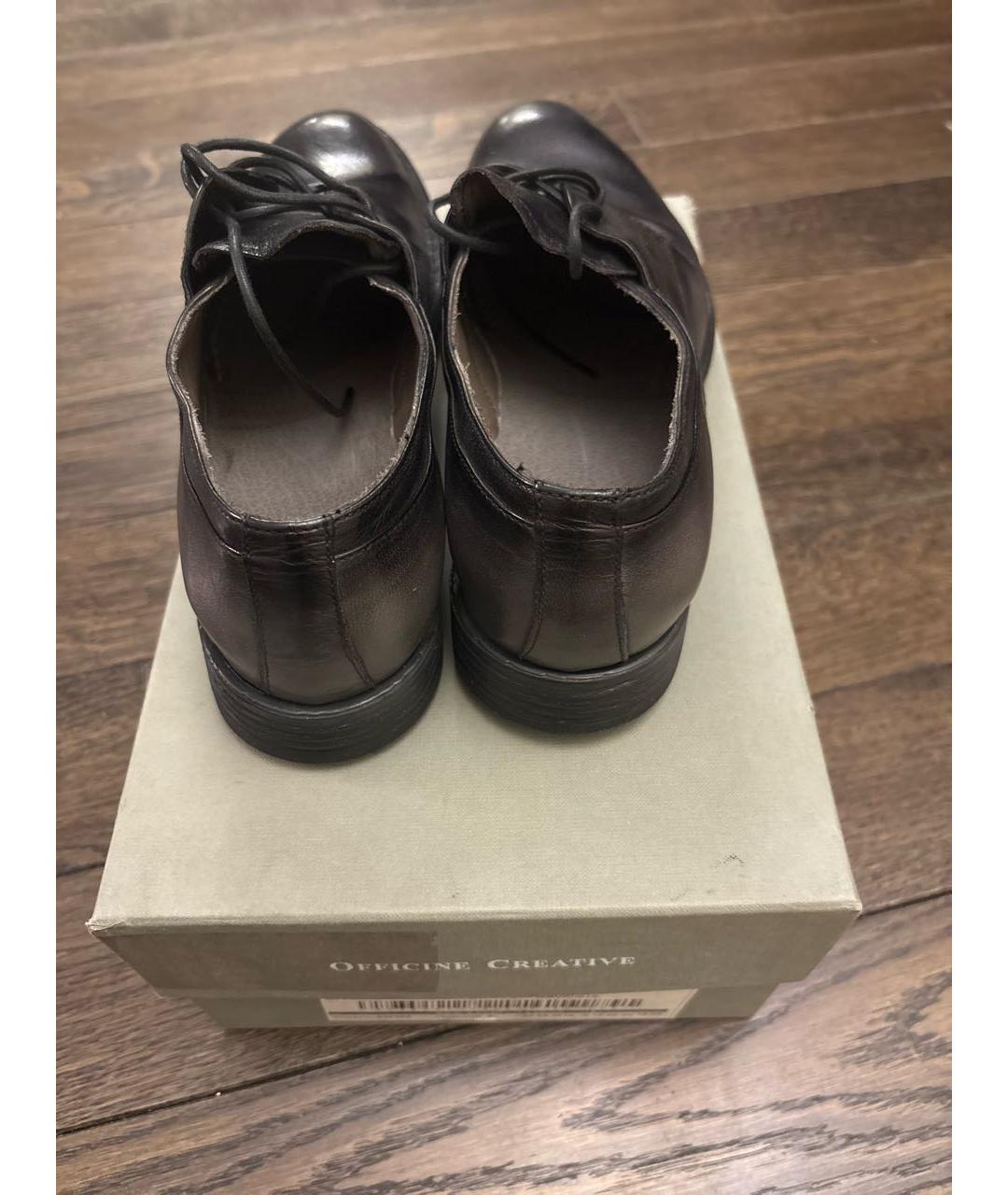 OFFICINE CREATIVE Антрацитовые кожаные низкие ботинки, фото 3