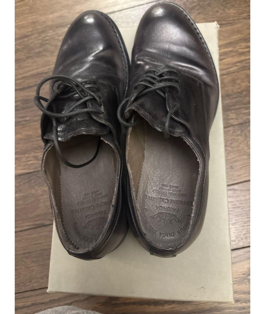 OFFICINE CREATIVE Антрацитовые кожаные низкие ботинки, фото 4