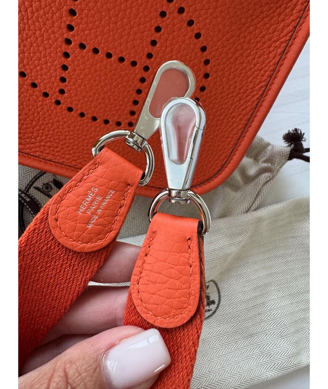 HERMES Оранжевая кожаная сумка через плечо, фото 4