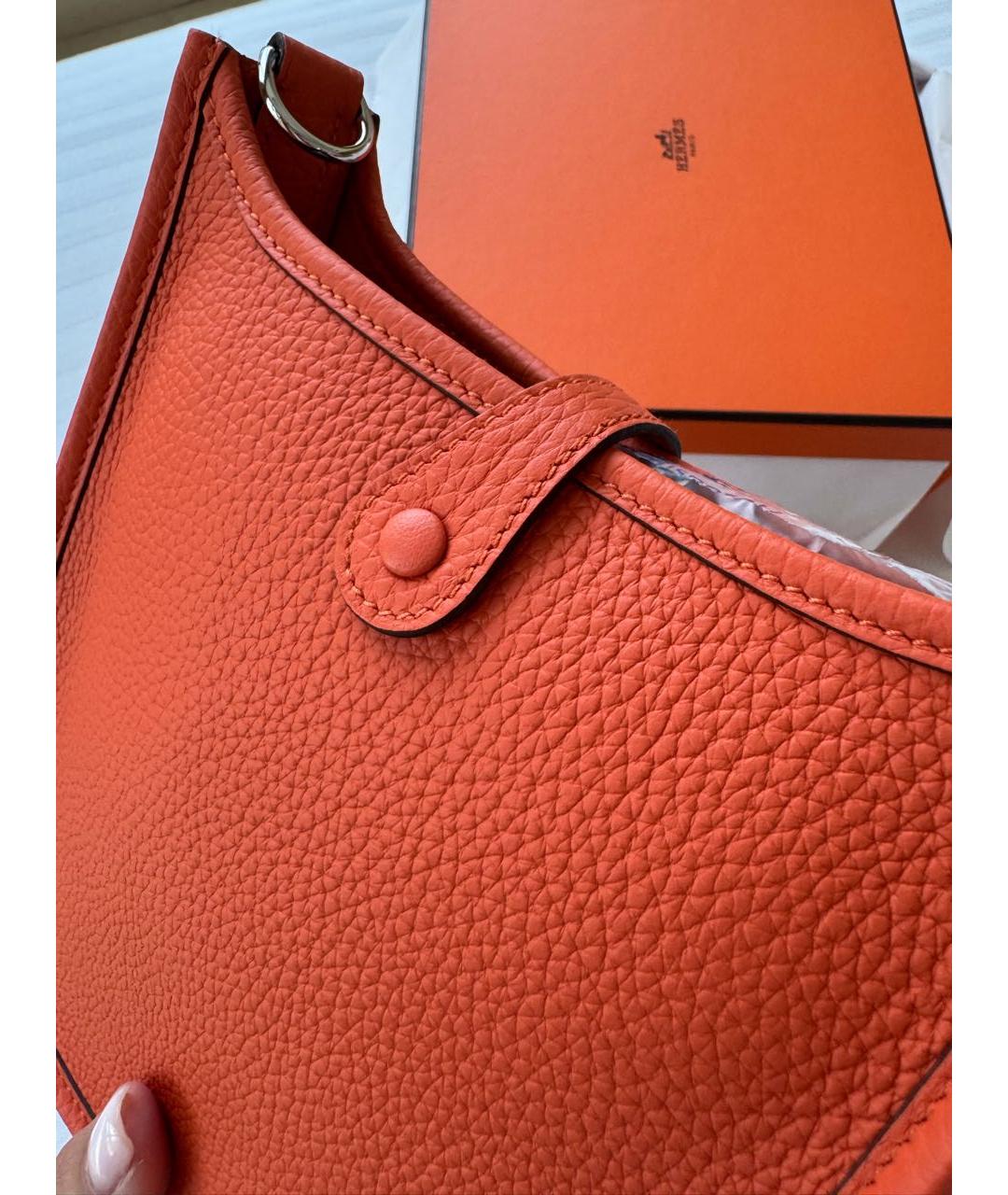 HERMES Оранжевая кожаная сумка через плечо, фото 3