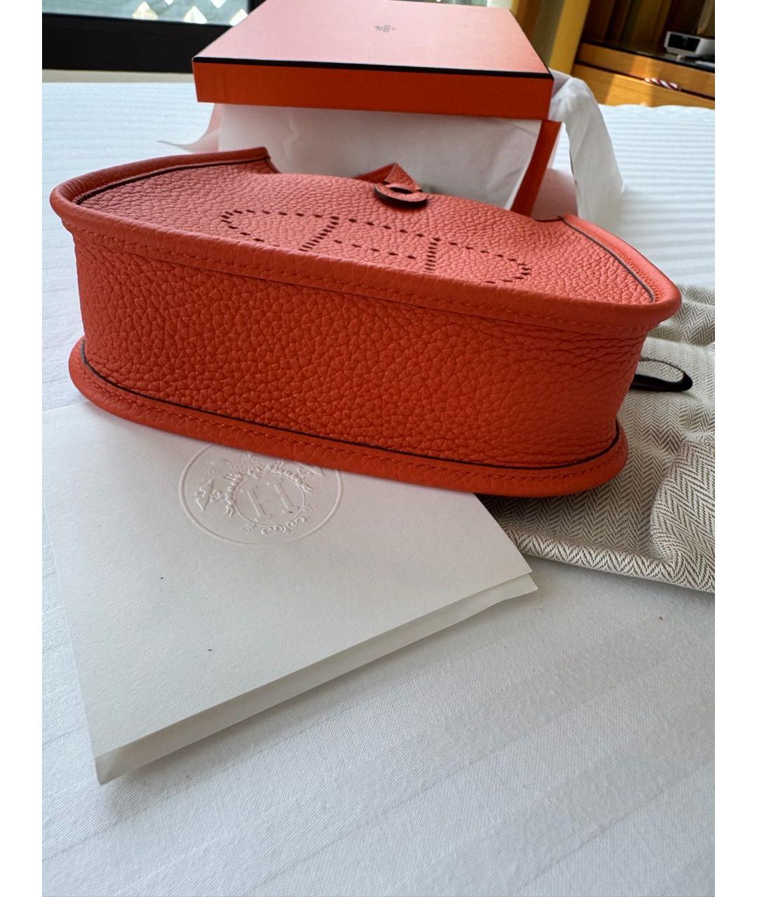 HERMES Оранжевая кожаная сумка через плечо, фото 5