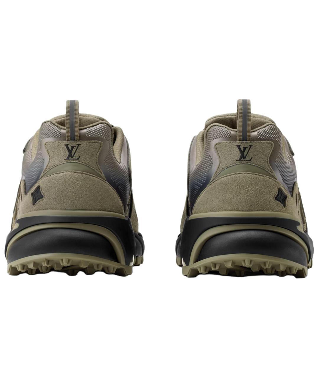 LOUIS VUITTON Хаки кожаные низкие кроссовки / кеды, фото 4
