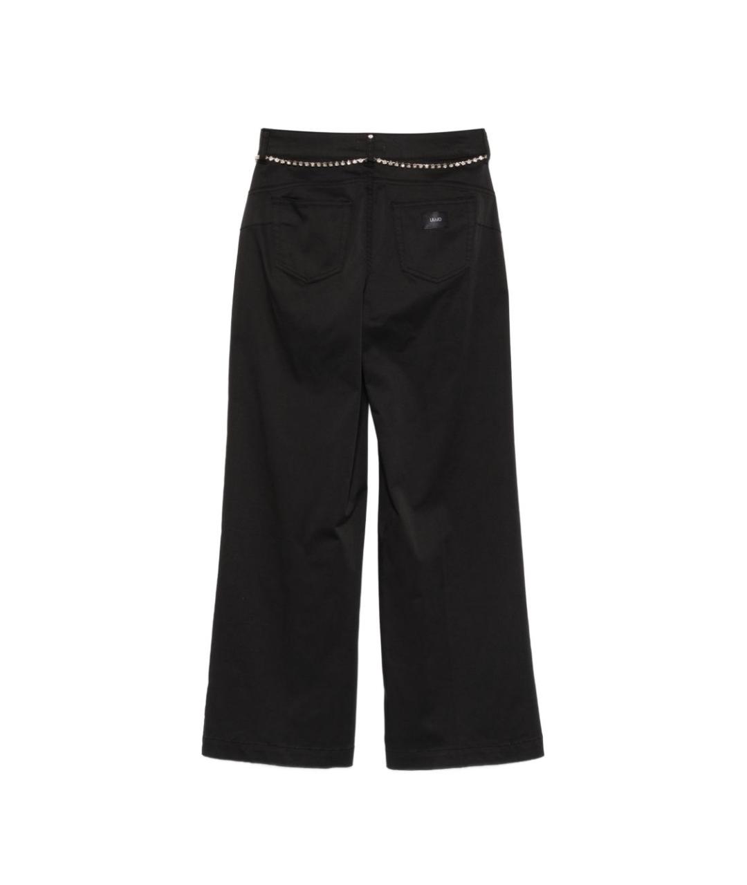 LIU JO Черные хлопковые прямые брюки, фото 2