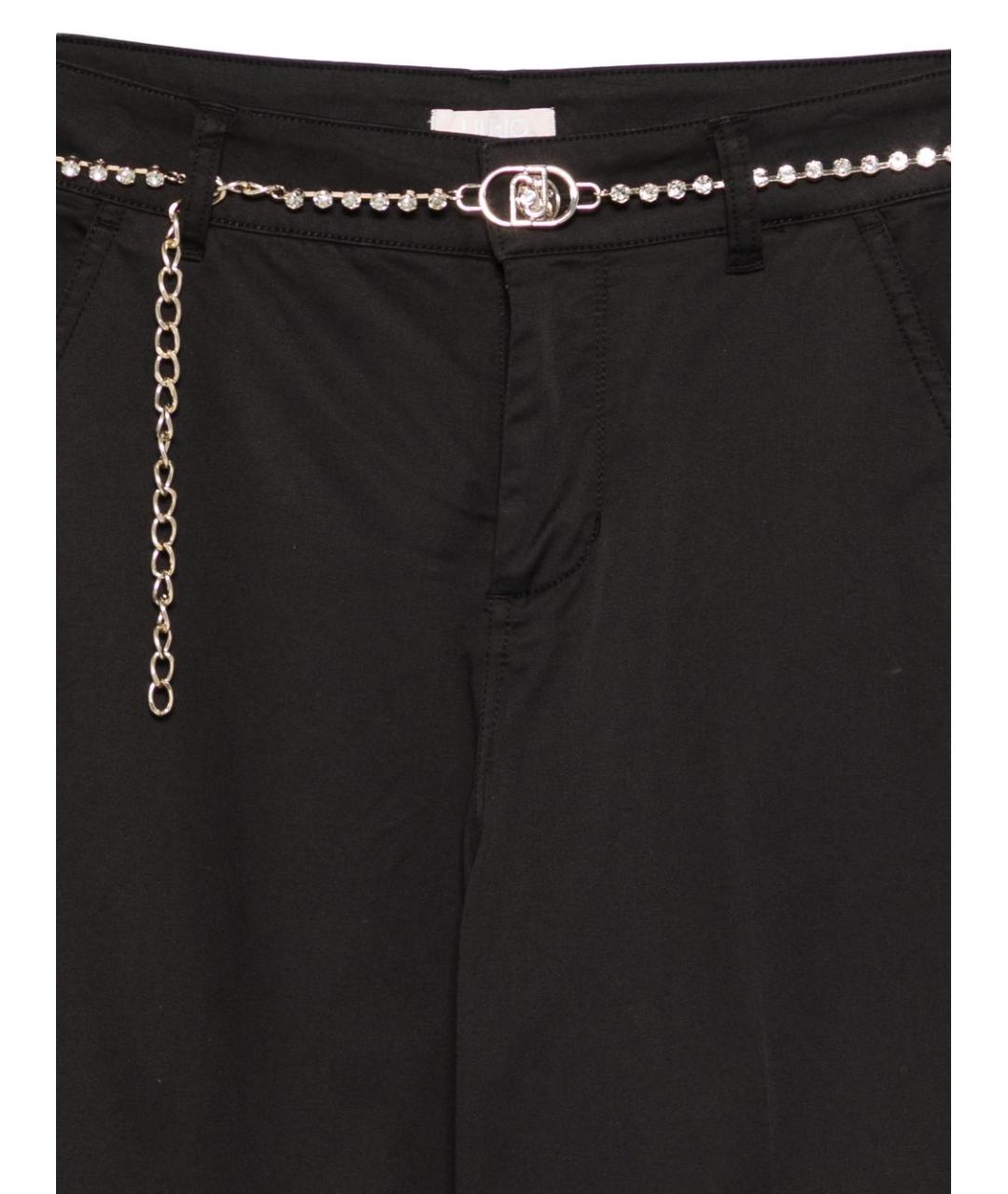 LIU JO Черные хлопковые прямые брюки, фото 3