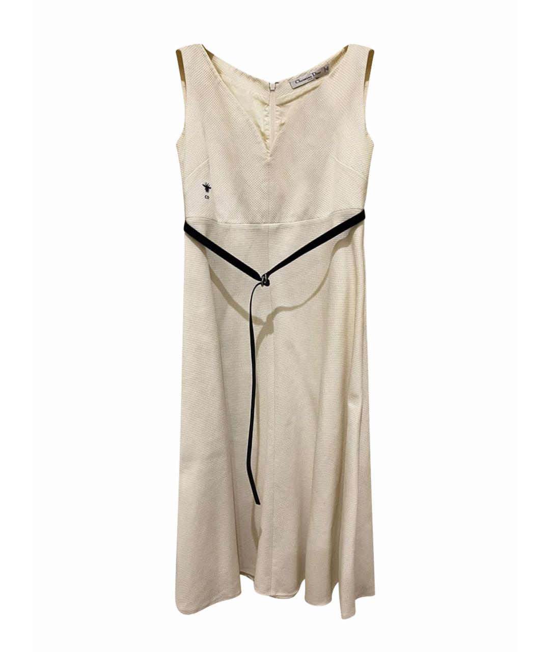 CHRISTIAN DIOR Белое хлопковое коктейльное платье, фото 1