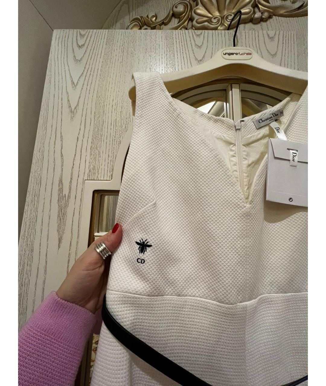 CHRISTIAN DIOR Белое хлопковое коктейльное платье, фото 3