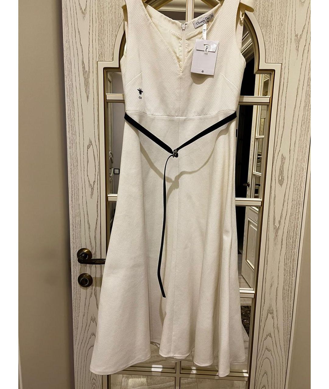 CHRISTIAN DIOR Белое хлопковое коктейльное платье, фото 9