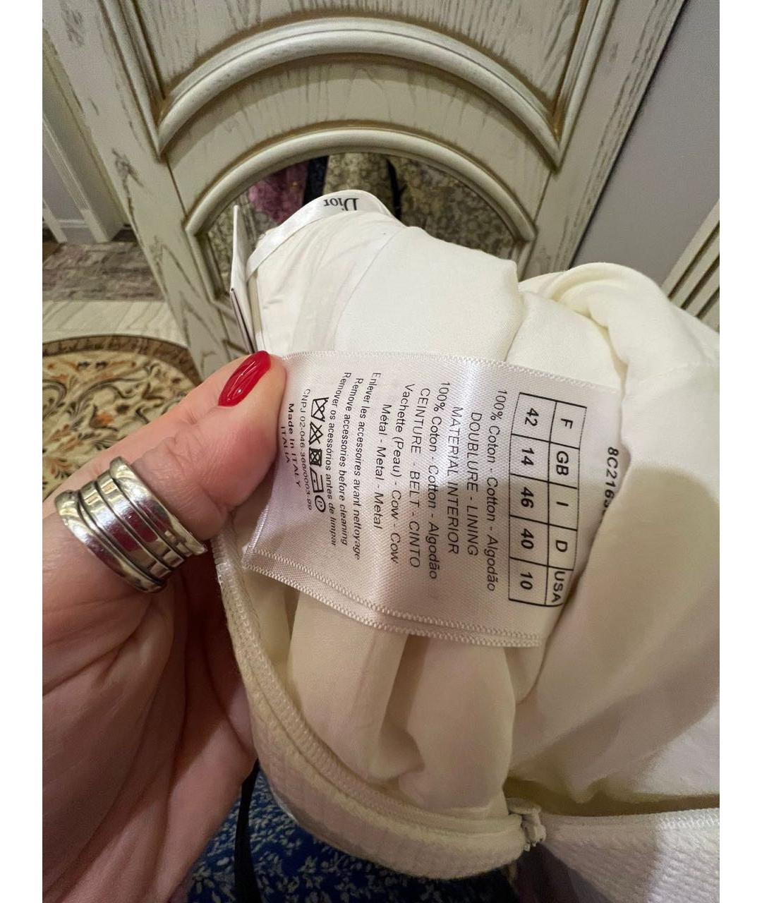 CHRISTIAN DIOR Белое хлопковое коктейльное платье, фото 7