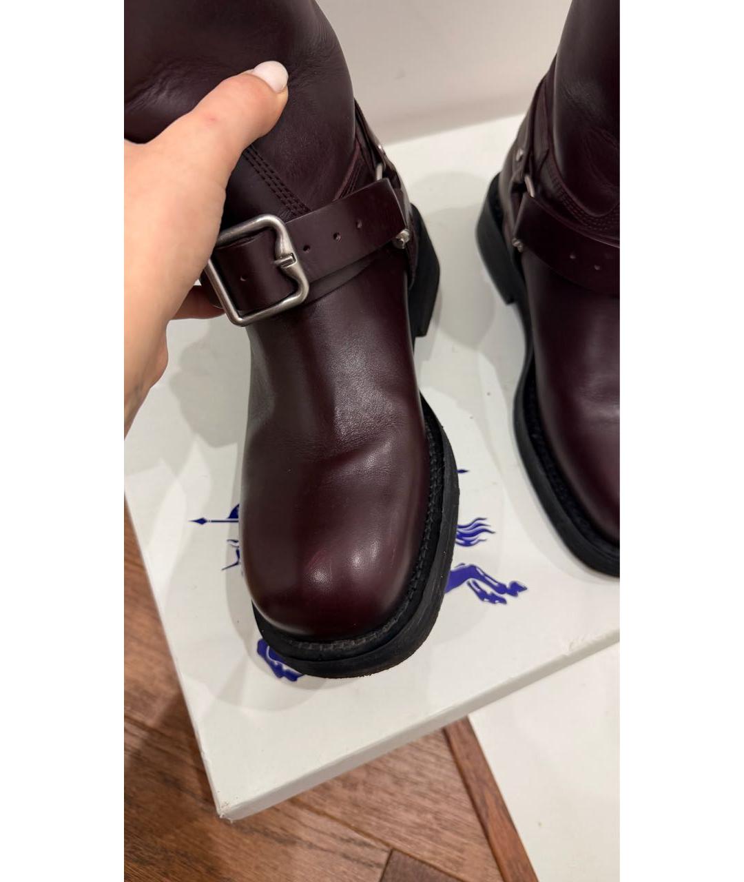 BURBERRY Бордовые кожаные сапоги, фото 5
