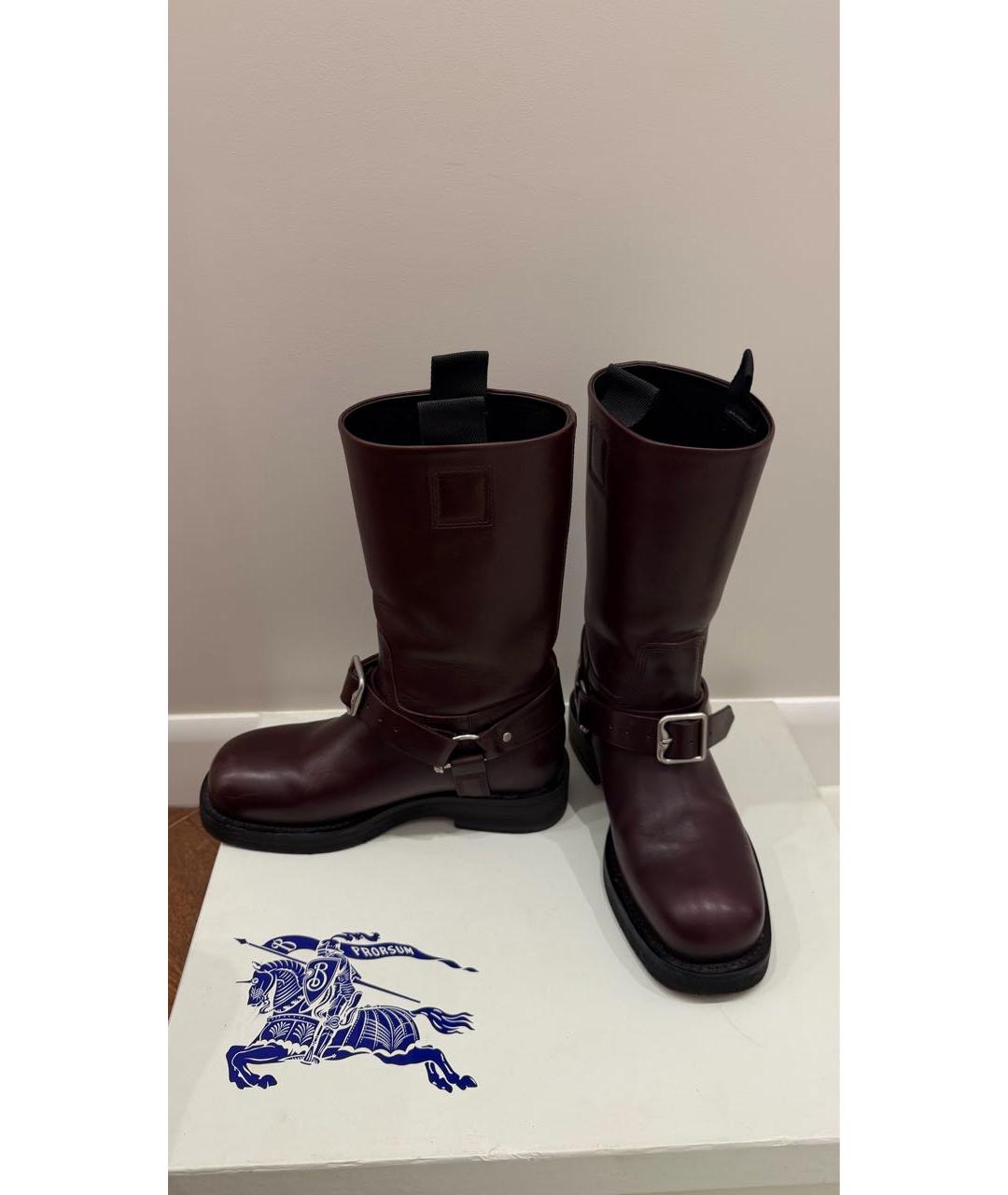 BURBERRY Бордовые кожаные сапоги, фото 9