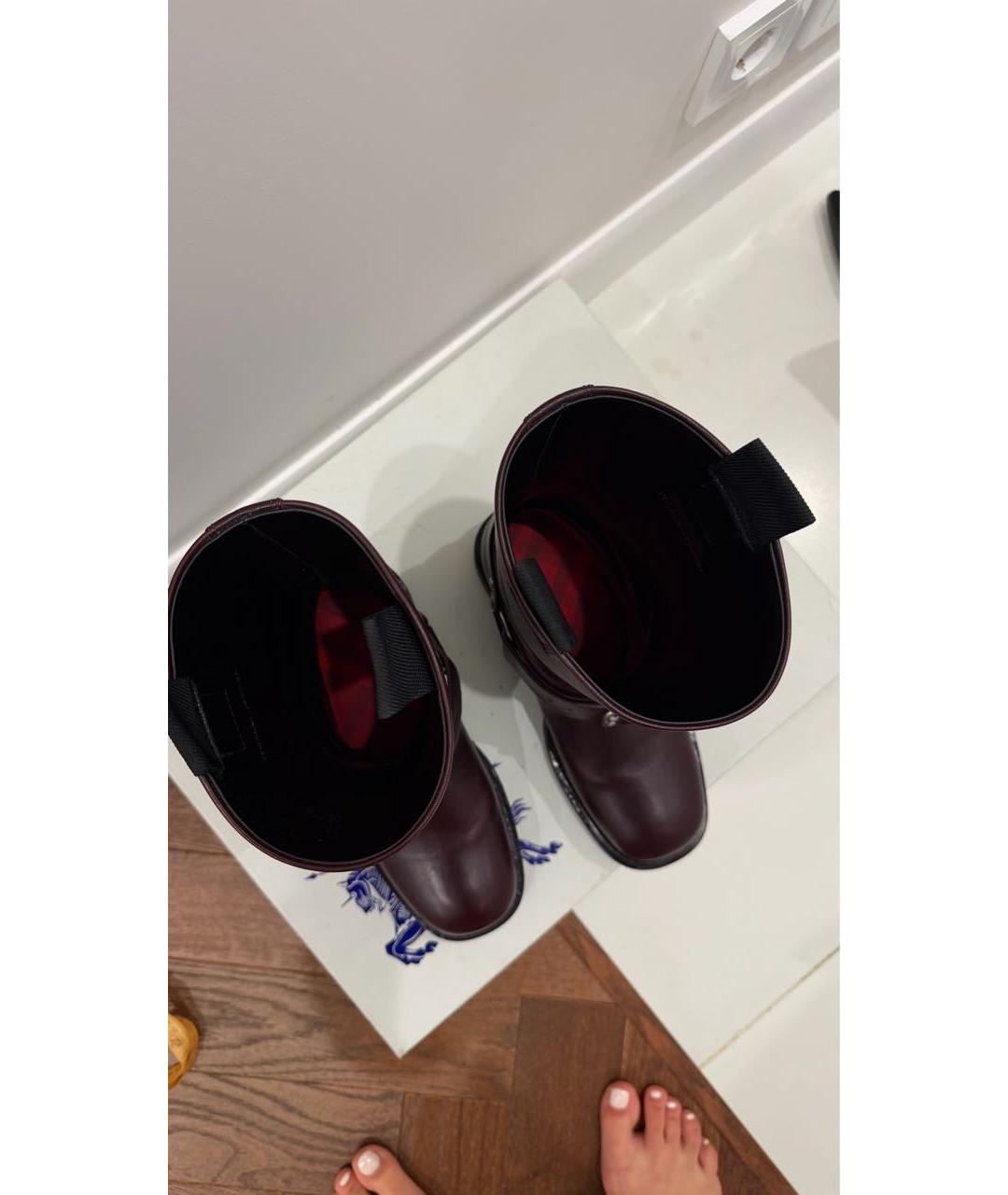 BURBERRY Бордовые кожаные сапоги, фото 8