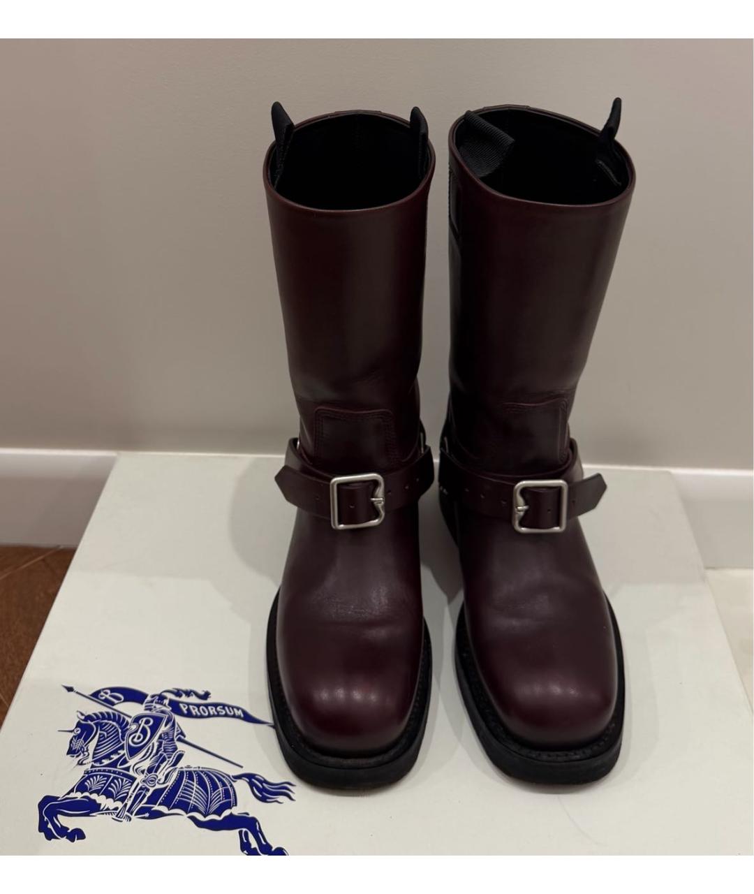 BURBERRY Бордовые кожаные сапоги, фото 2