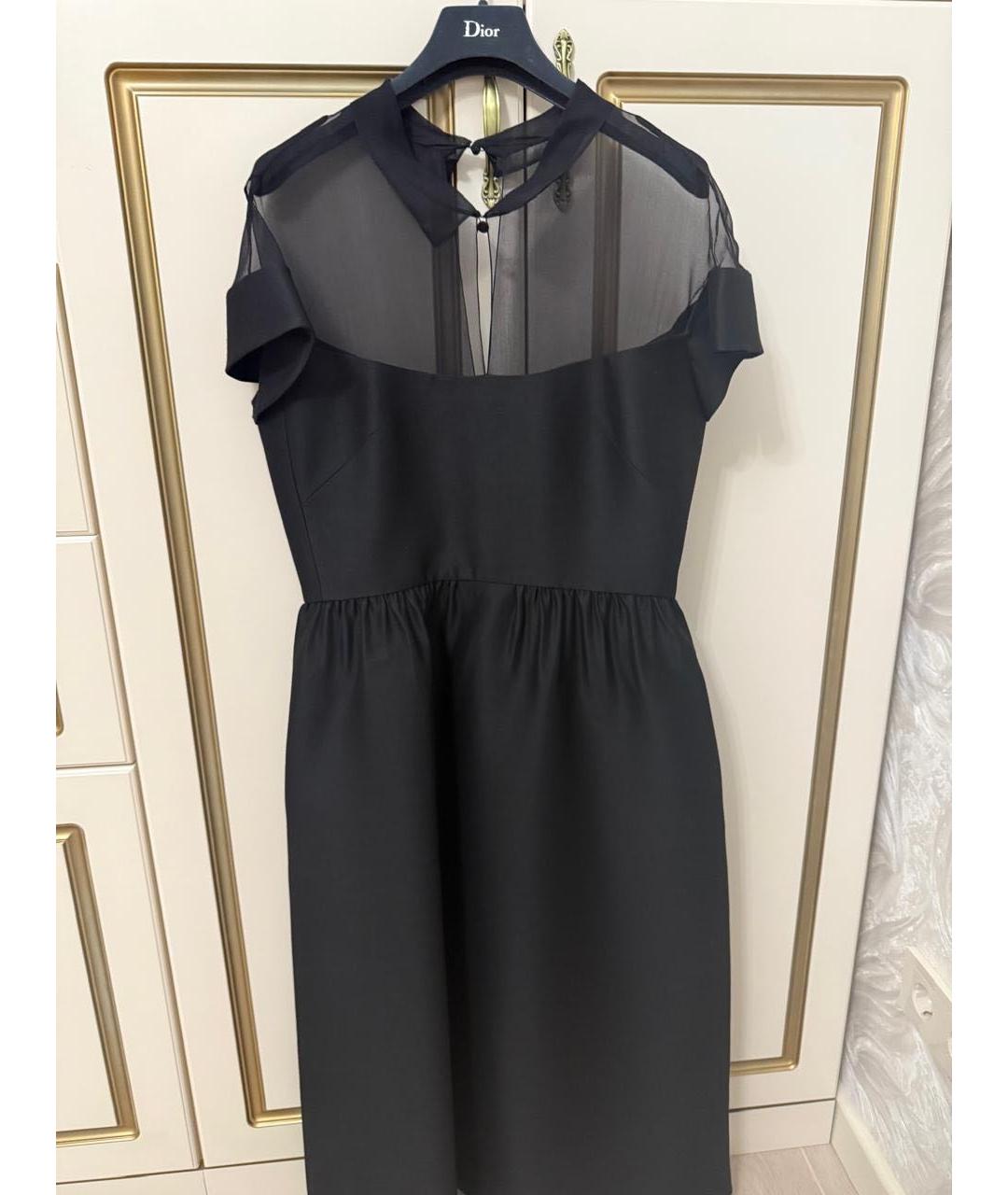 CHRISTIAN DIOR Черное шерстяное коктейльное платье, фото 9