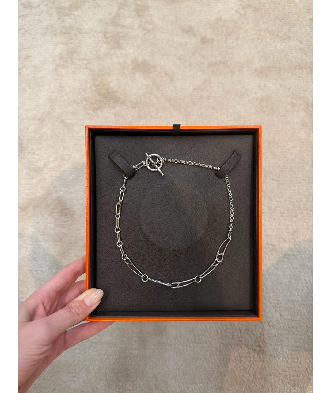 HERMES Серебряное серебряное колье, фото 2