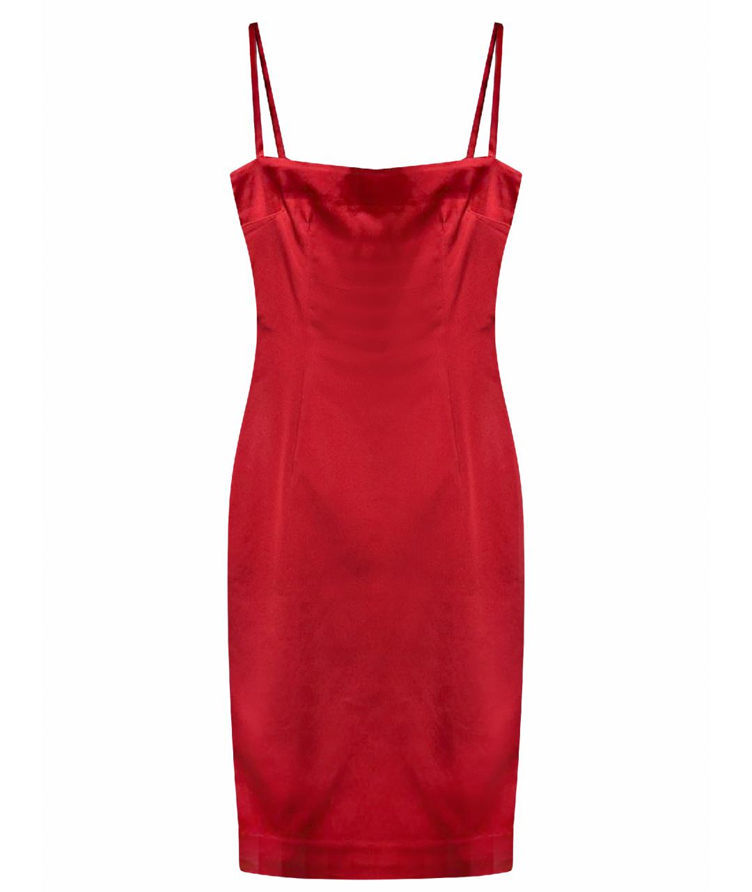 DOLCE&GABBANA Красное атласное коктейльное платье, фото 1