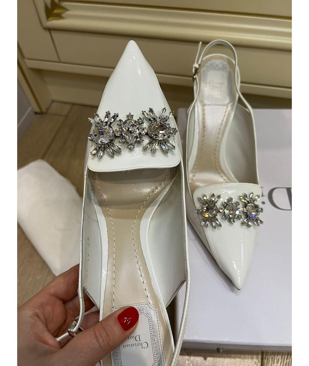 CHRISTIAN DIOR Белые кожаные туфли, фото 3