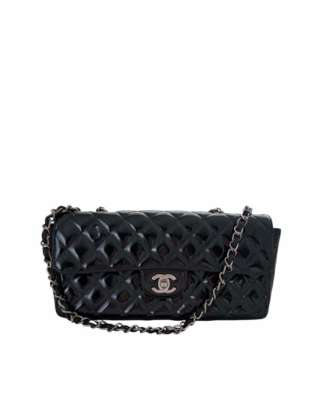 CHANEL Черная сумка через плечо из лакированной кожи, фото 1