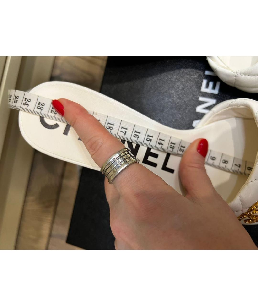 CHANEL Белые кожаные мюли, фото 7