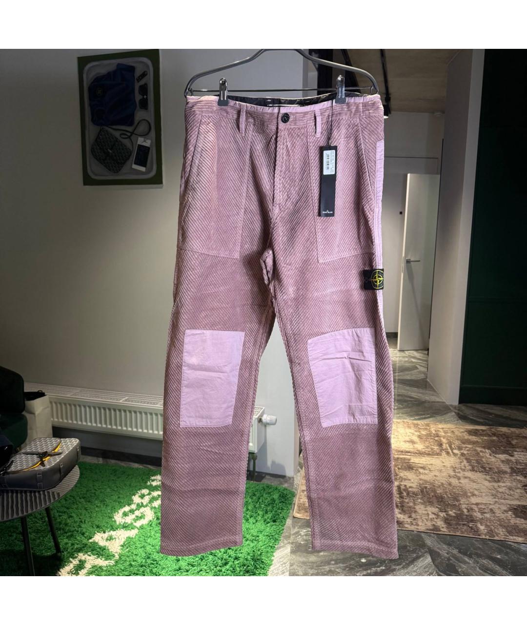 STONE ISLAND Розовые хлопковые повседневные брюки, фото 5