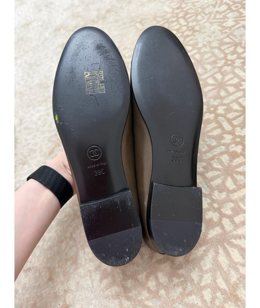 CHANEL Коричневые кожаные балетки, фото 3