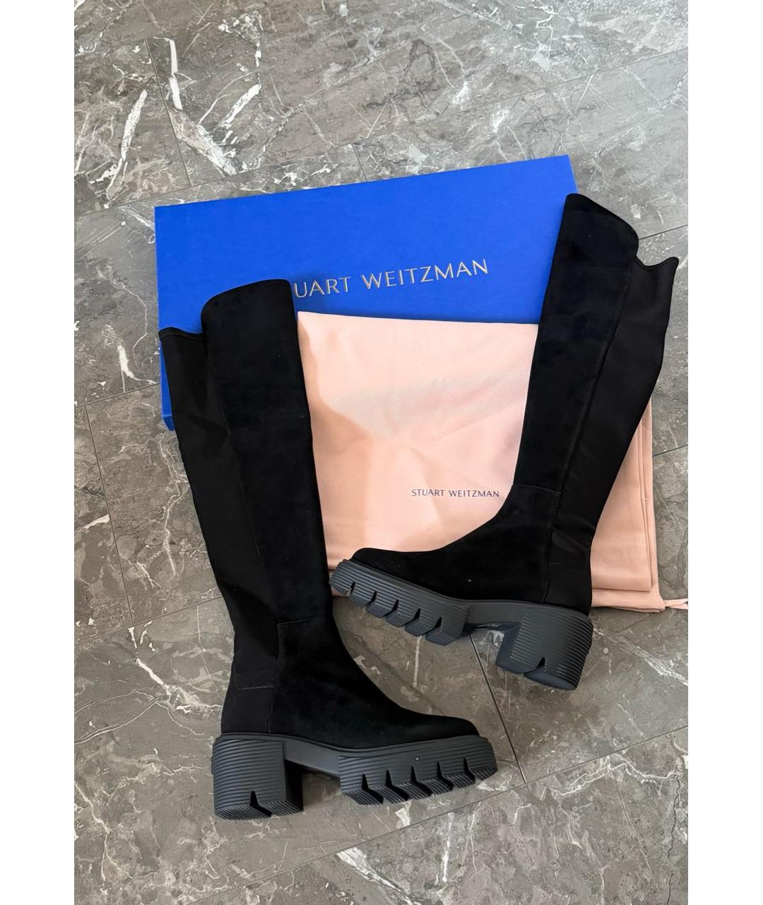 STUART WEITZMAN Черные замшевые сапоги, фото 6
