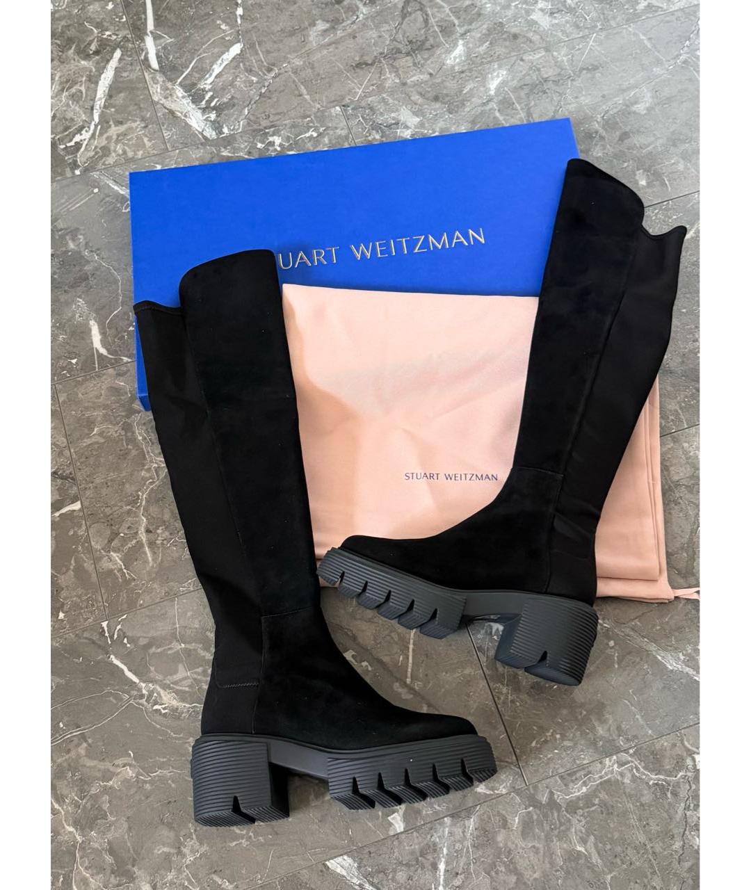 STUART WEITZMAN Черные замшевые сапоги, фото 7