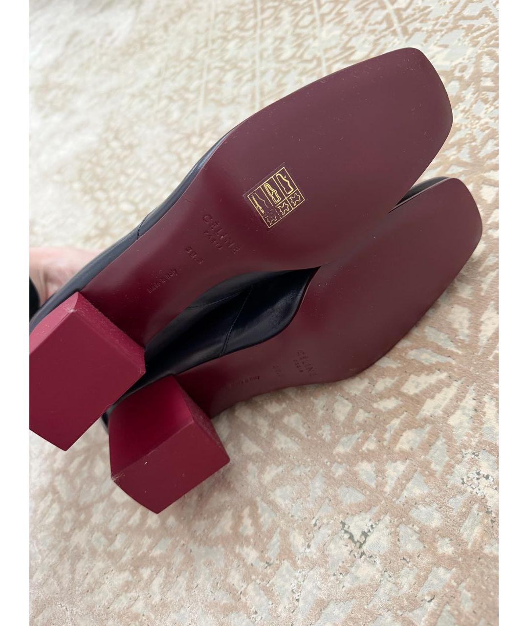 CELINE Темно-синие кожаные ботильоны, фото 3