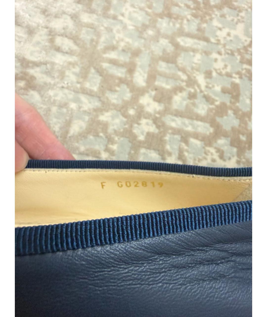 CHANEL Темно-синие кожаные балетки, фото 3