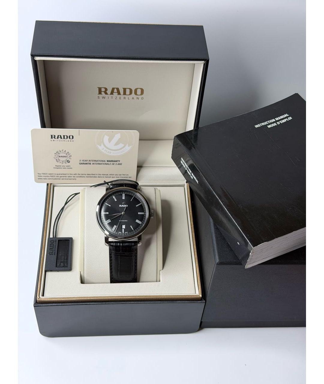 RADO Черные металлические часы, фото 5