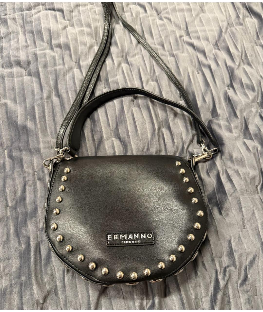 ERMANNO FIRENZE Черная кожаная сумка с короткими ручками, фото 3