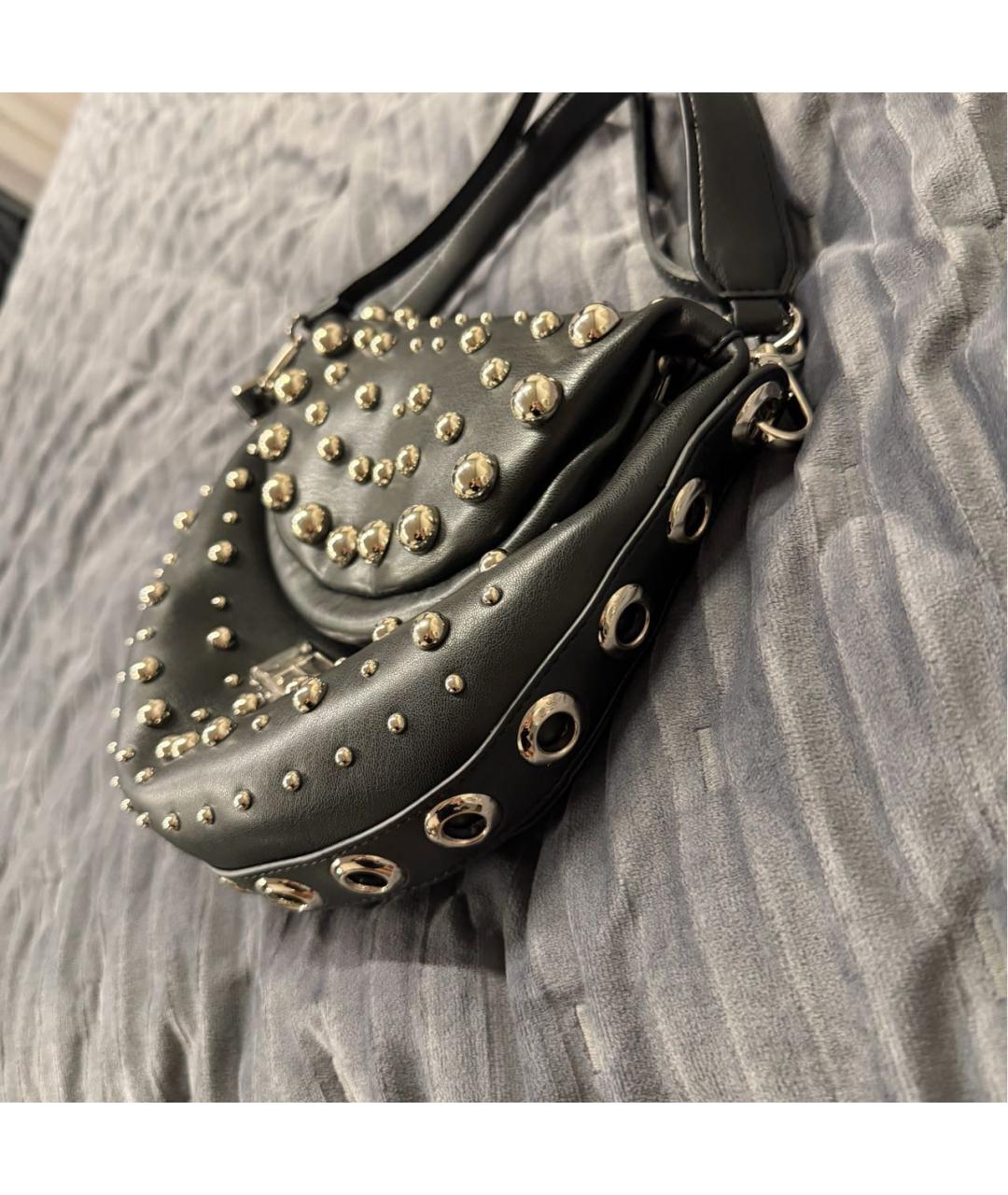 ERMANNO FIRENZE Черная кожаная сумка с короткими ручками, фото 2