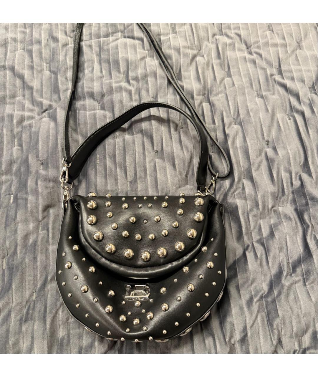 ERMANNO FIRENZE Черная кожаная сумка с короткими ручками, фото 5