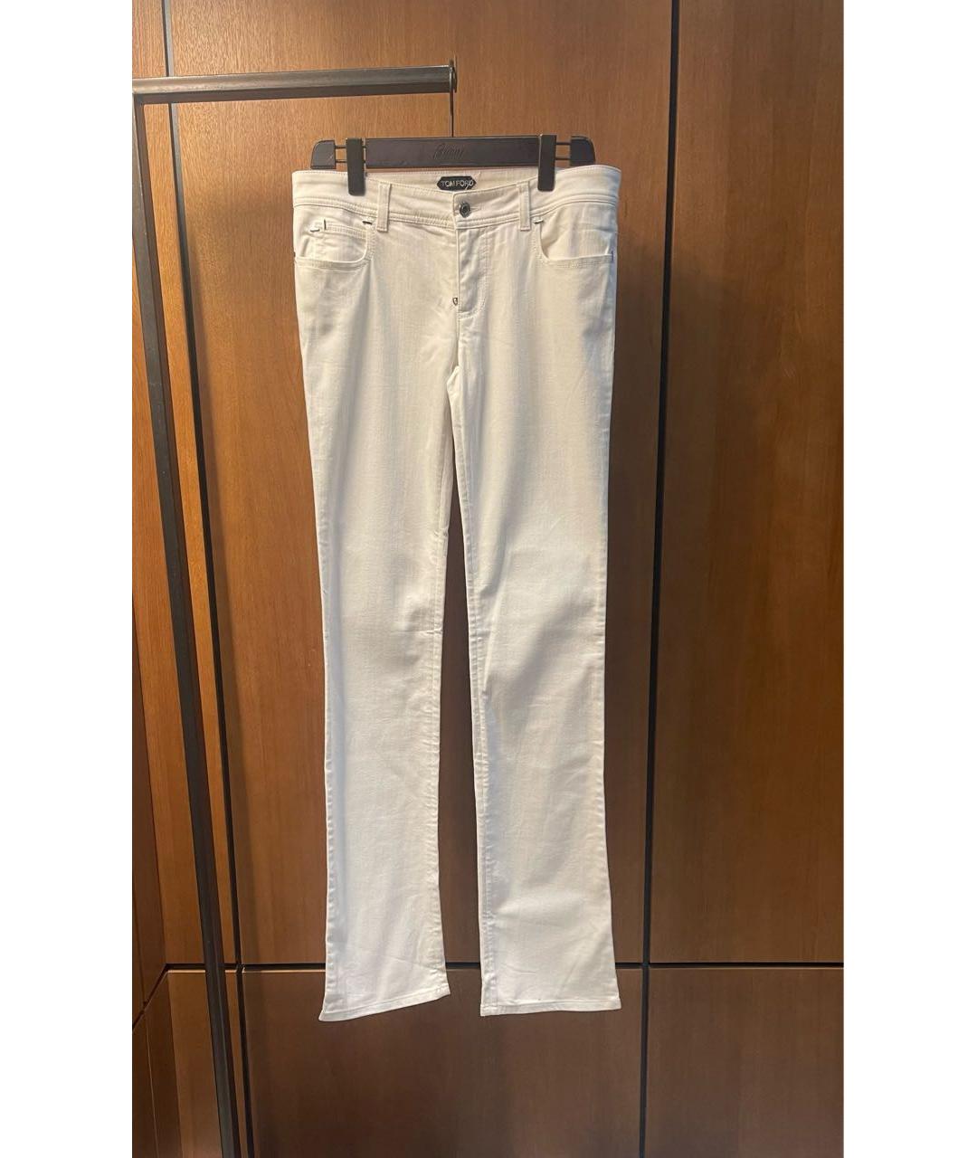 TOM FORD Белые хлопко-эластановые джинсы клеш, фото 8