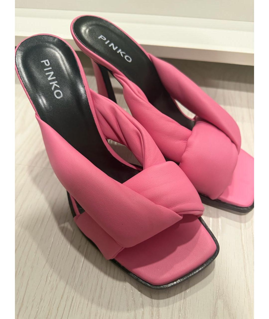 PINKO Розовые кожаные мюли, фото 6