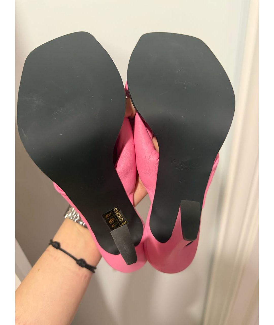 PINKO Розовые кожаные мюли, фото 5