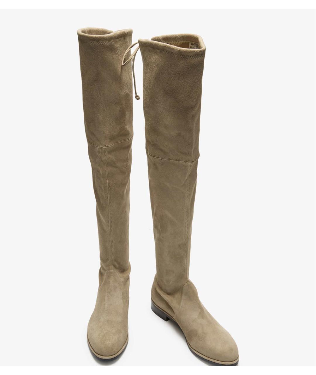 STUART WEITZMAN Бежевые замшевые ботфорты, фото 2