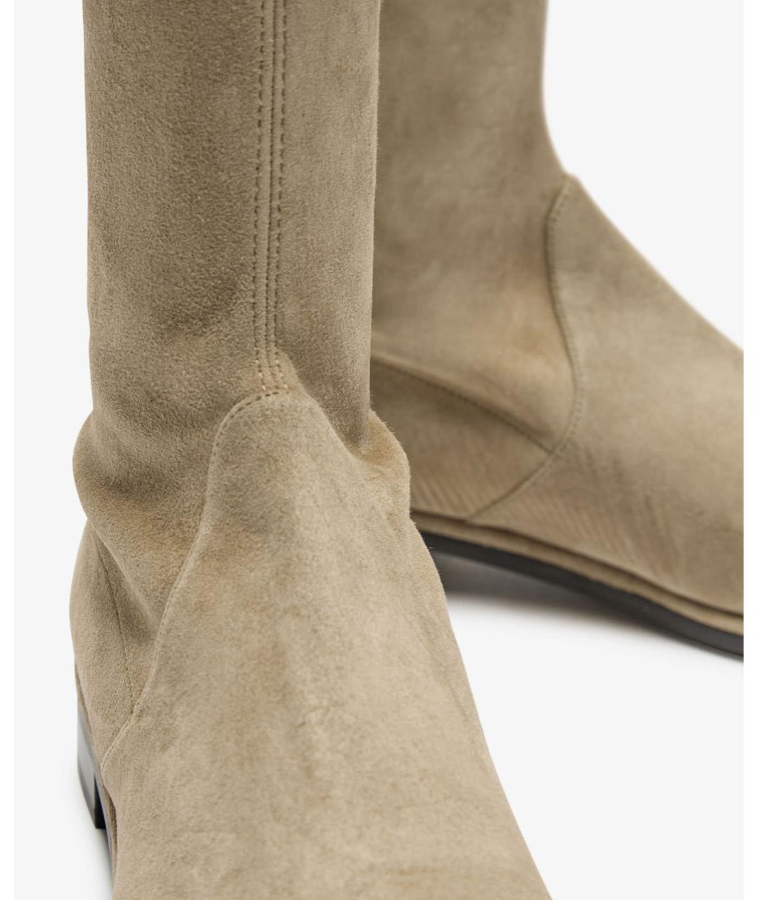 STUART WEITZMAN Бежевые замшевые ботфорты, фото 4
