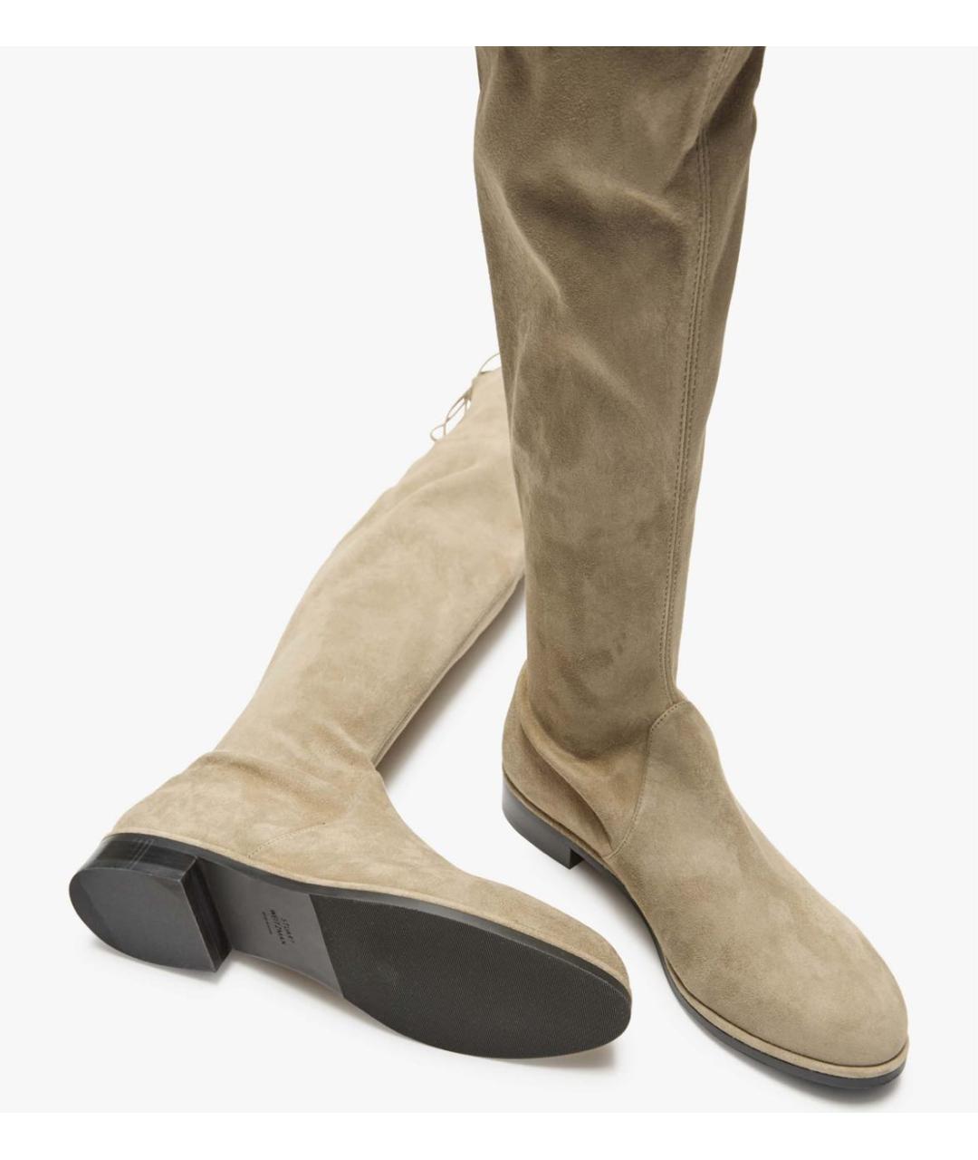 STUART WEITZMAN Бежевые замшевые ботфорты, фото 3