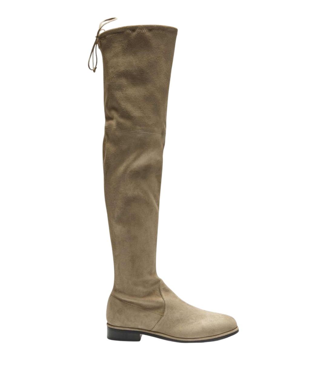 STUART WEITZMAN Бежевые замшевые ботфорты, фото 1