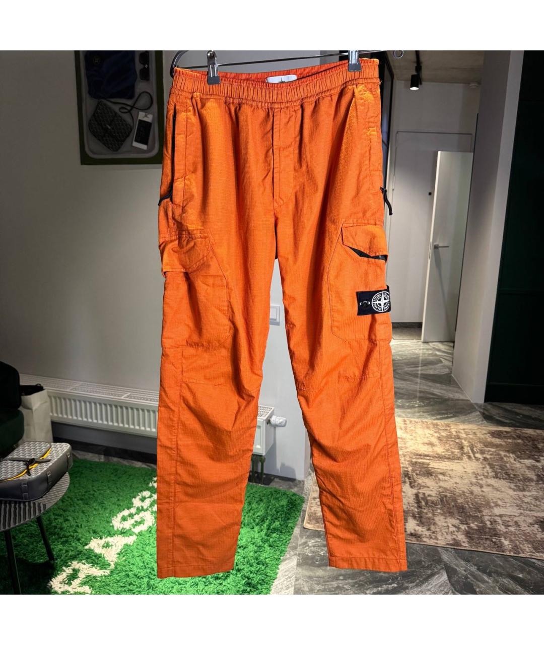 STONE ISLAND Оранжевое хлопковые повседневные брюки, фото 5