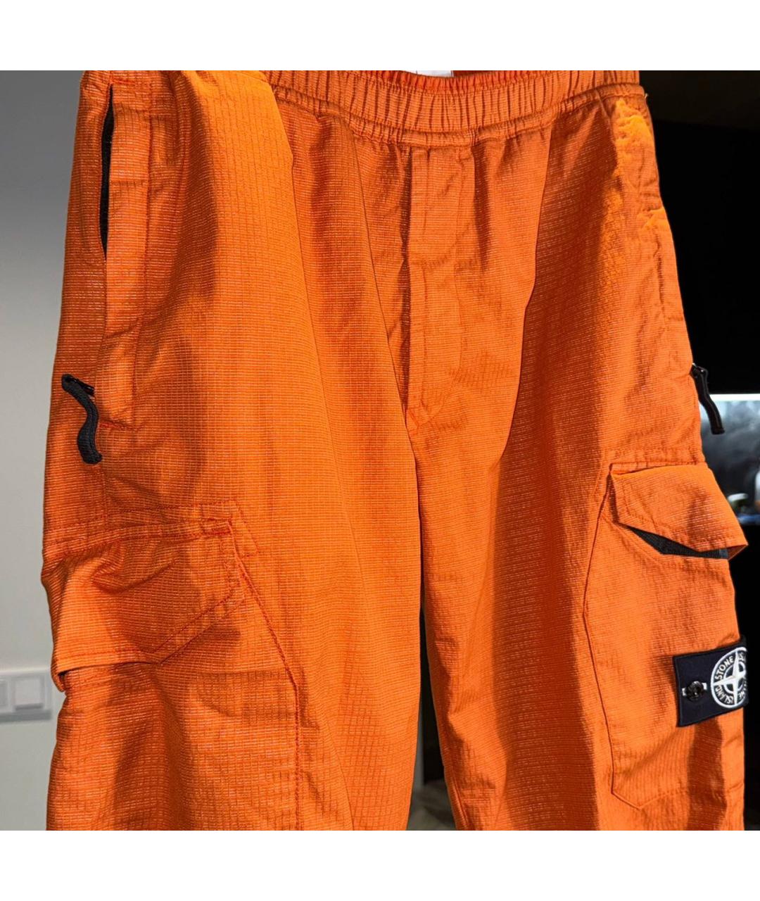 STONE ISLAND Оранжевое хлопковые повседневные брюки, фото 2