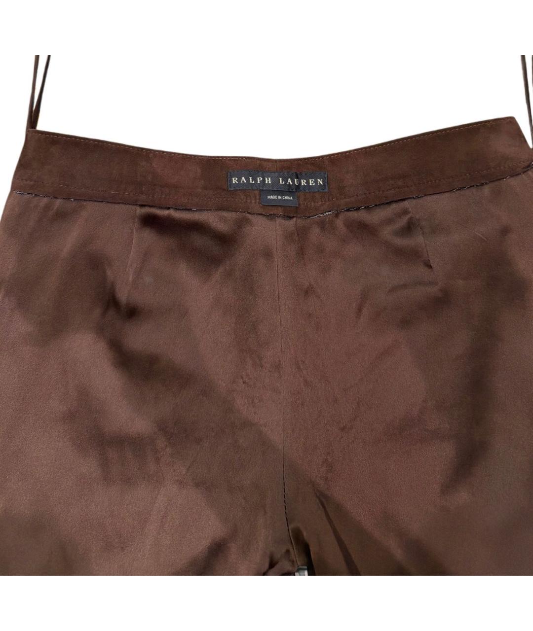 RALPH LAUREN Коричневые замшевые прямые брюки, фото 3