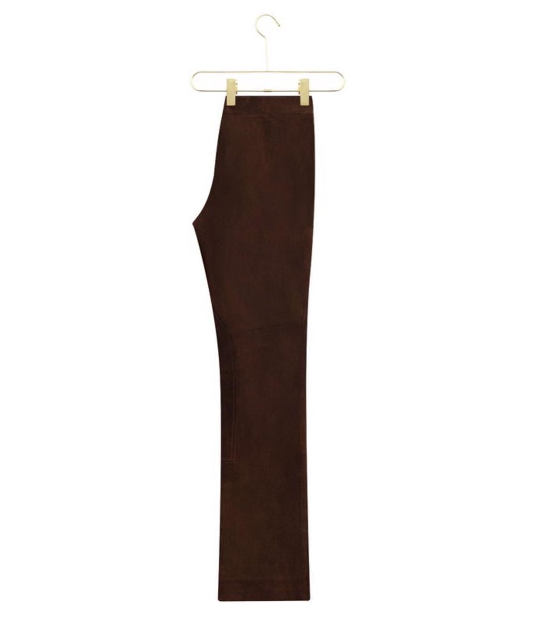 RALPH LAUREN Коричневые замшевые прямые брюки, фото 5