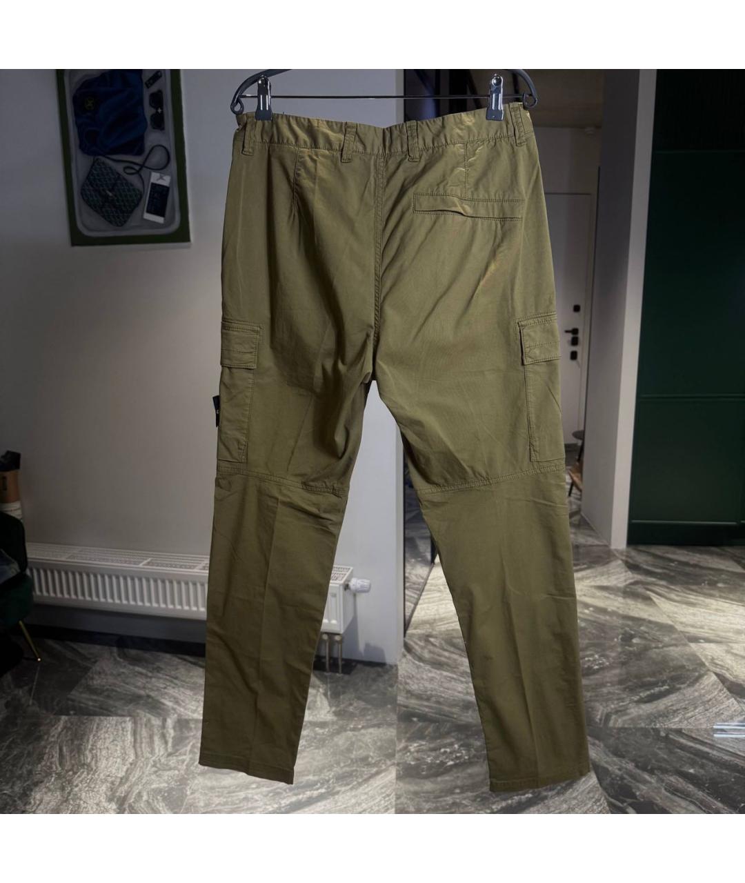 STONE ISLAND Хаки хлопковые повседневные брюки, фото 2