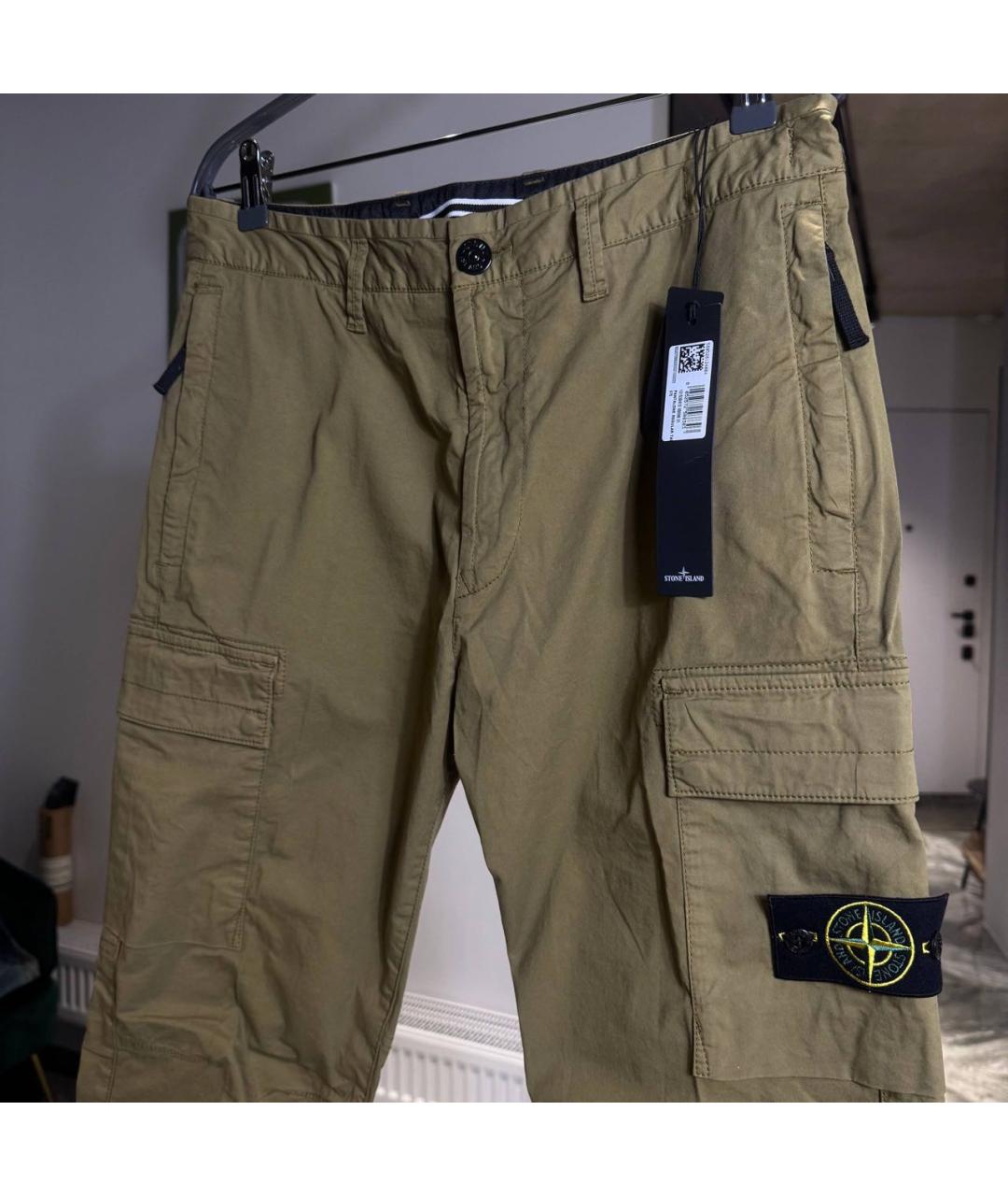 STONE ISLAND Хаки хлопковые повседневные брюки, фото 3
