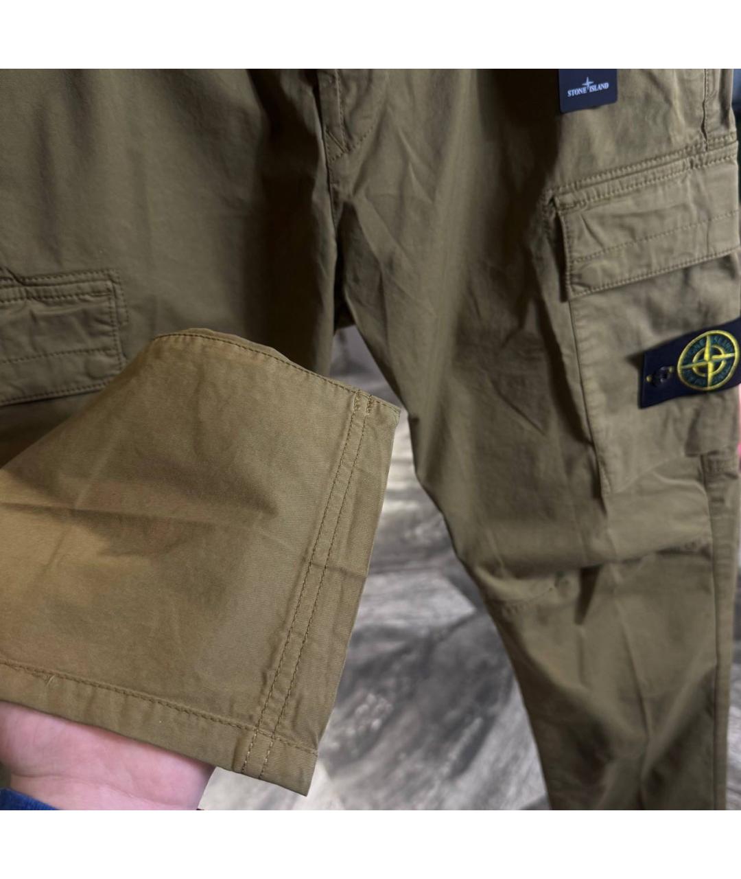 STONE ISLAND Хаки хлопковые повседневные брюки, фото 4