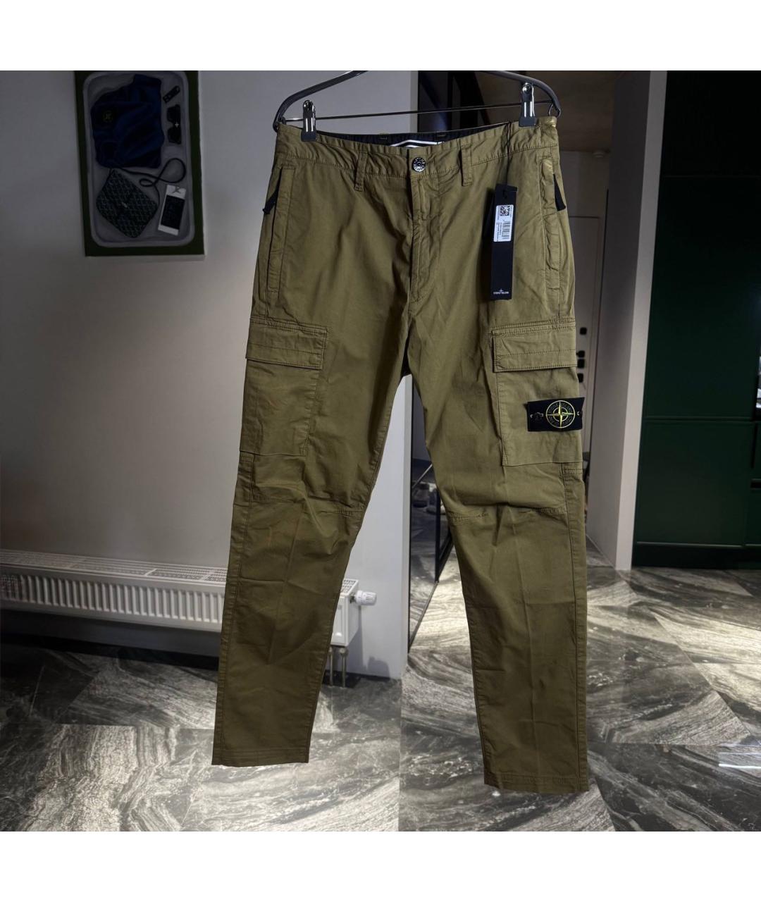 STONE ISLAND Хаки хлопковые повседневные брюки, фото 5